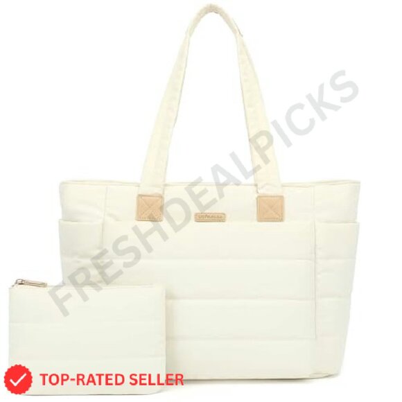 Puffer Tote Bag Lightweight Quilted Shoulder Bag Work Travel Gym Chic - Picture 2 of 8